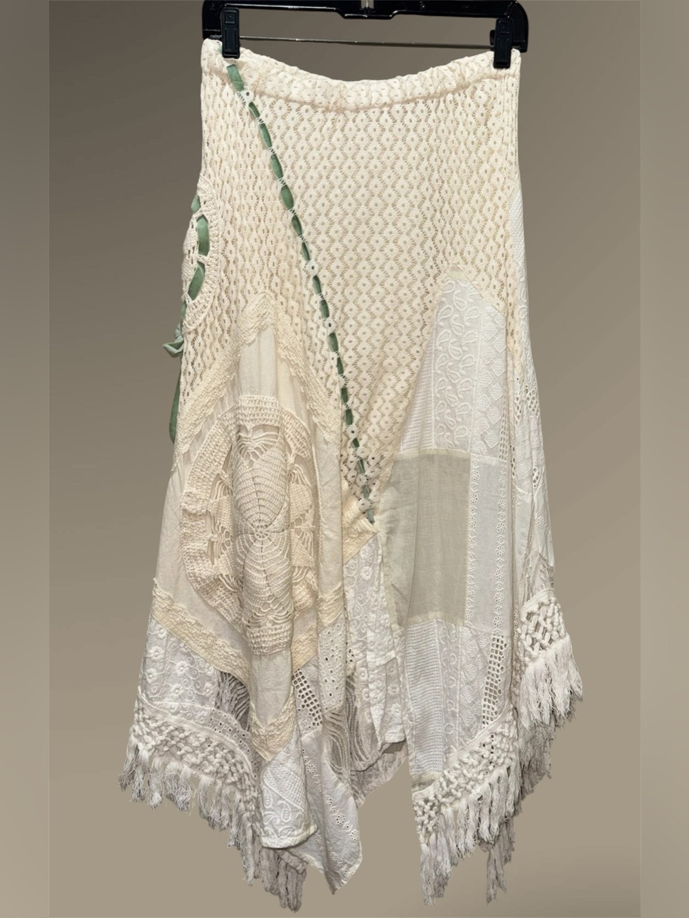 Urban Outfitters Patchwork Lace Asymmetric Midi Skirt size M